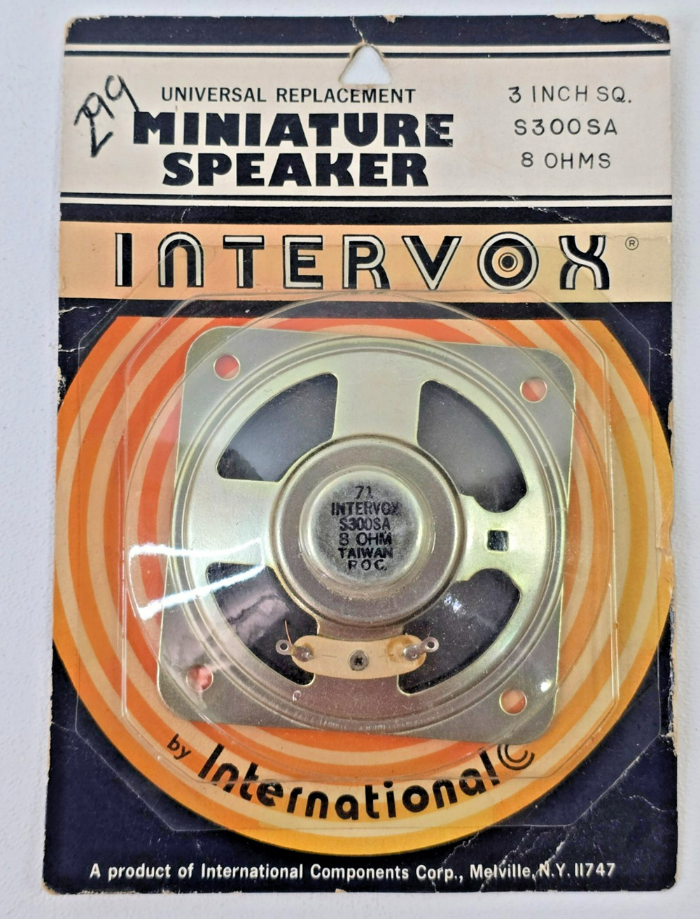 Vintage Intervox S300SA Round 3" Replacement Miniature Speaker 8 Ohm